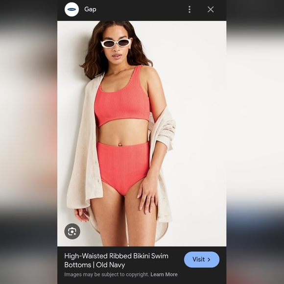 Old Navy Other - Old Navy Coral Tropics Ribbed High-Waist Hi-Coverage Bikini Set Size M